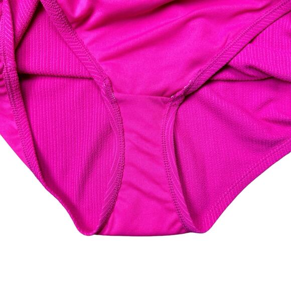 Social Standard by Sanctuary NWT Pink Ribbed Side Lace Up One Piece Swimsuit - Picture 8 of 10
